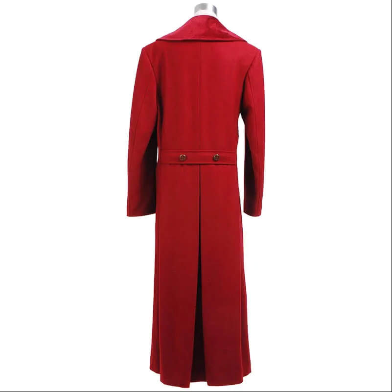 Doctor Who fourth 4th Doctor Dark Red Long Trench Wool Coat Cosplay Costume