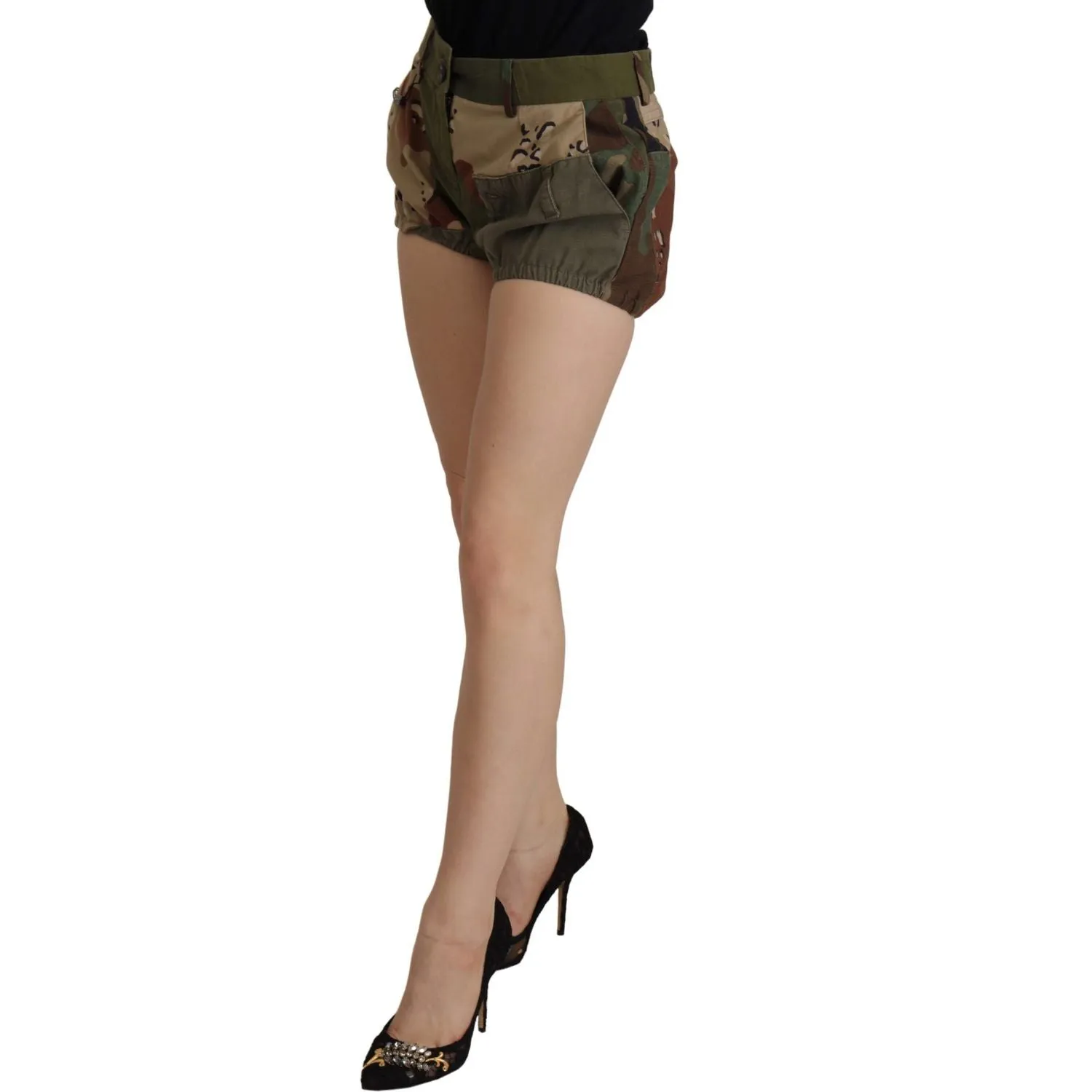 Dolce & Gabbana Army Green High-Waist Hot Pants