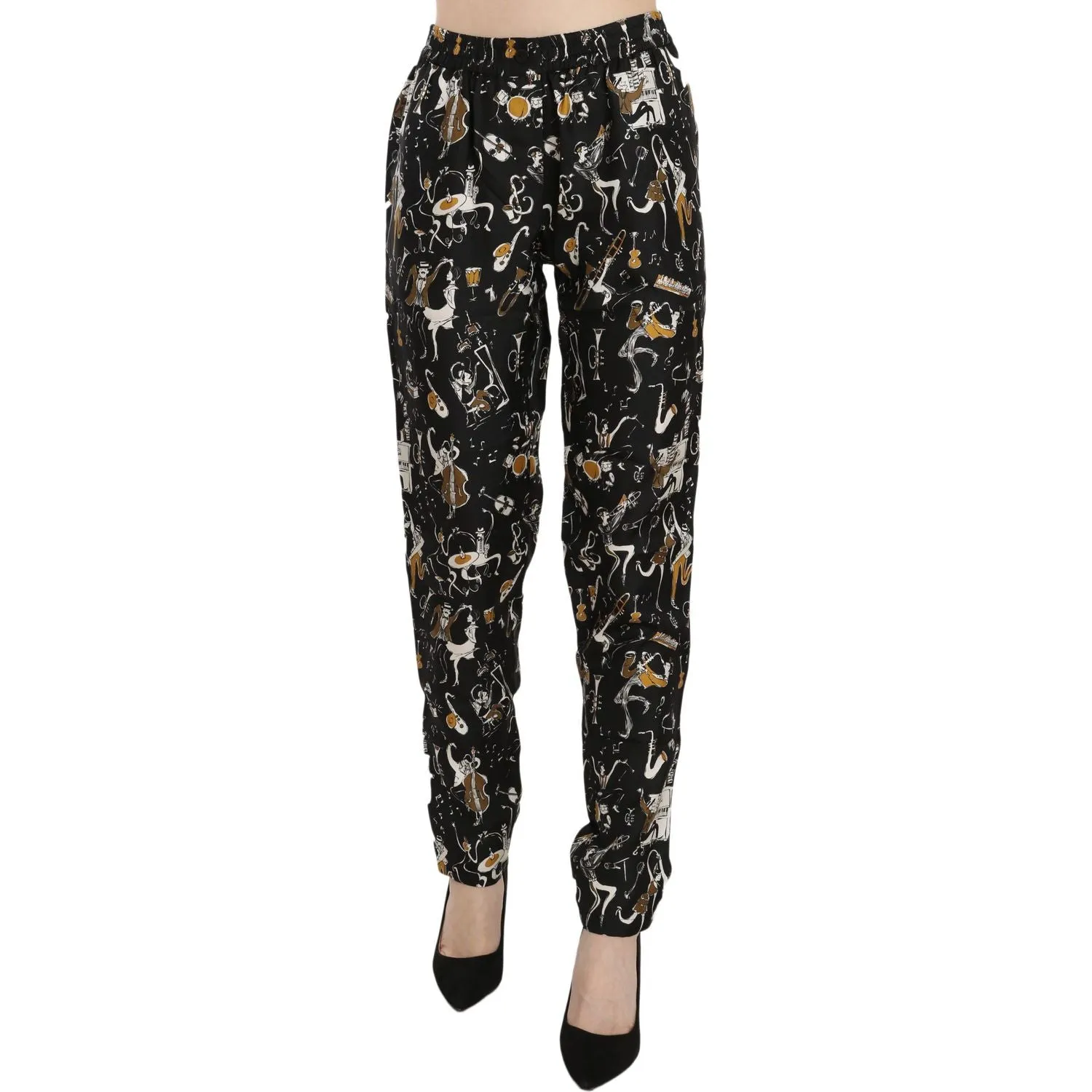 Dolce & Gabbana Elegant High Waist Tapered Silk Pants