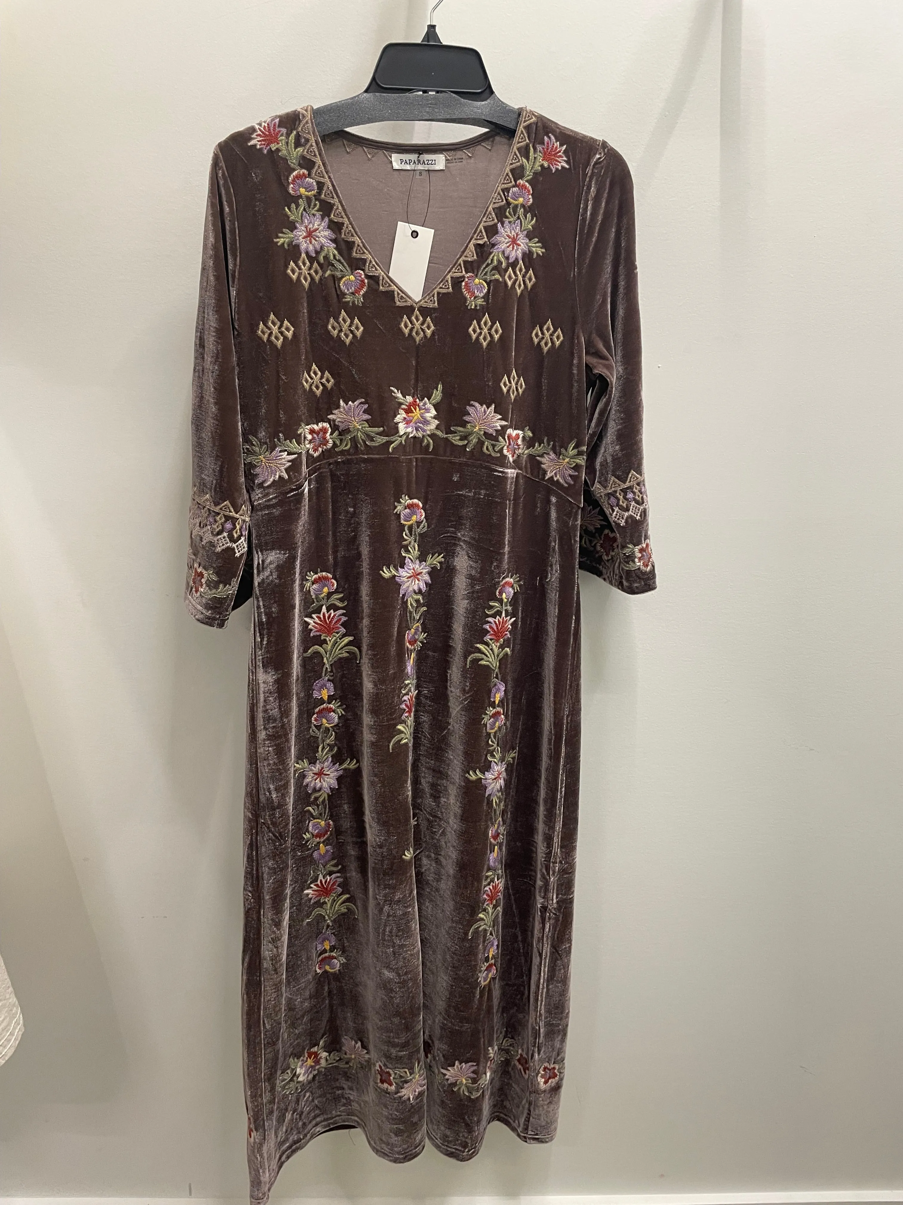 Embroidered Velvet Prairie Dress by Paparazzi