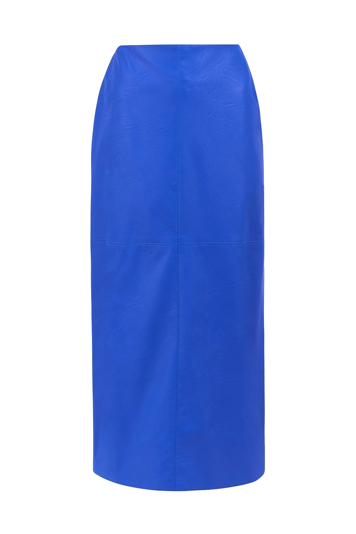 Emily Midi Faux-Leather Skirt Blue