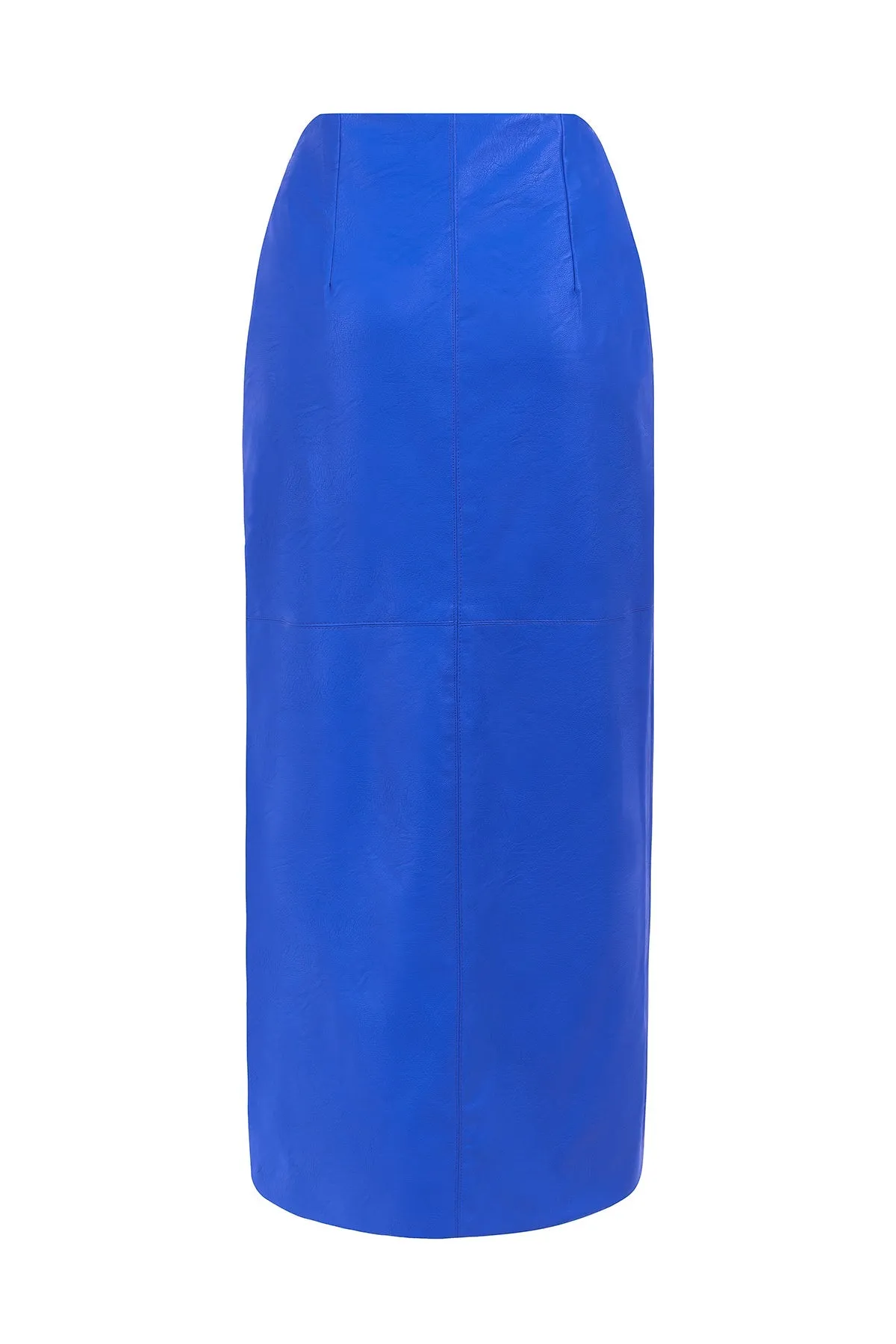 Emily Midi Faux-Leather Skirt Blue