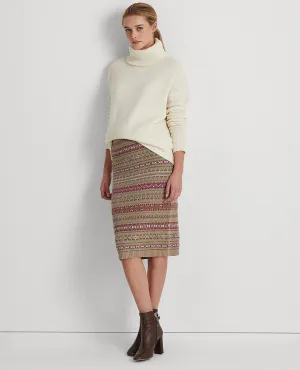 Fair Isle Linen-Blend Pencil Skirt In Multi