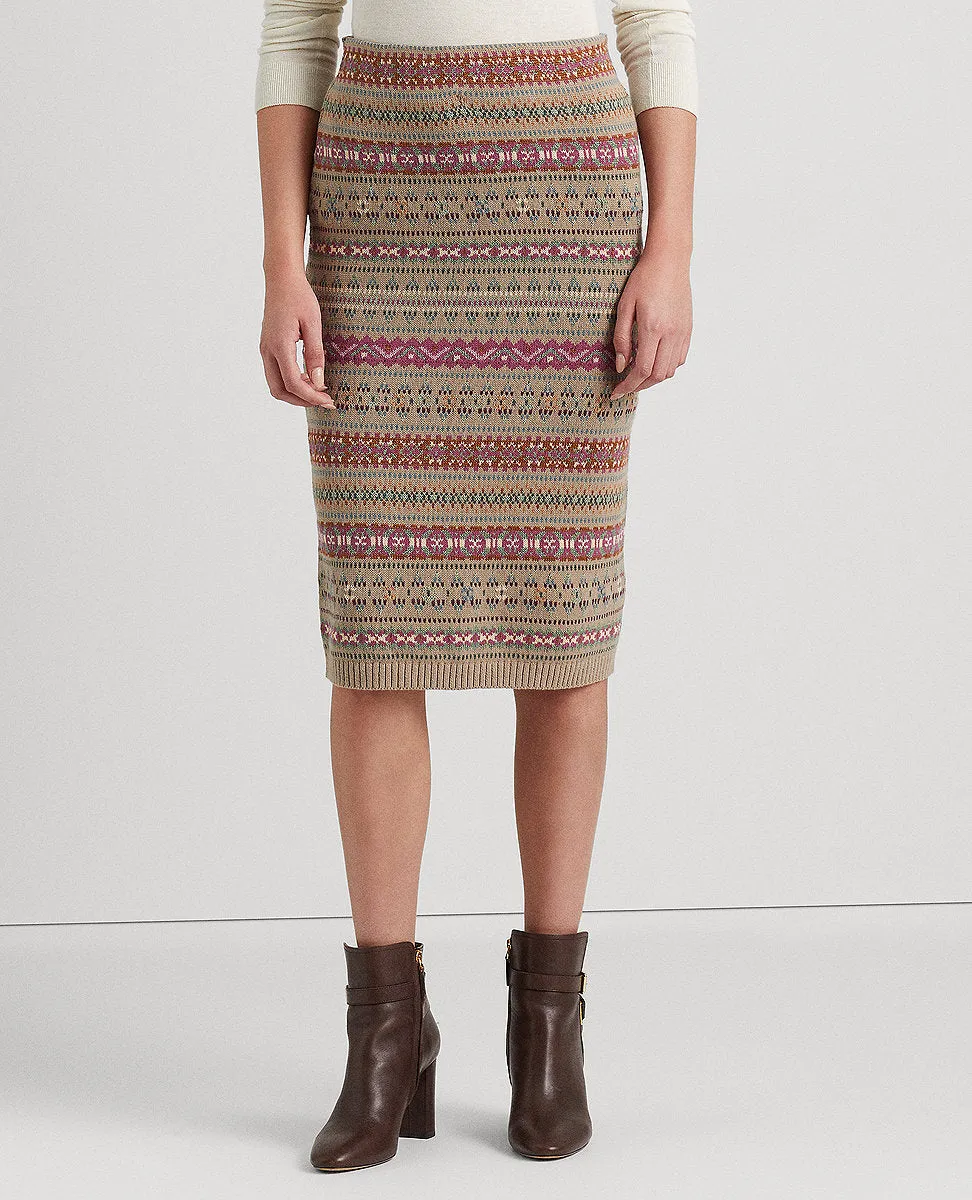 Fair Isle Linen-Blend Pencil Skirt In Multi