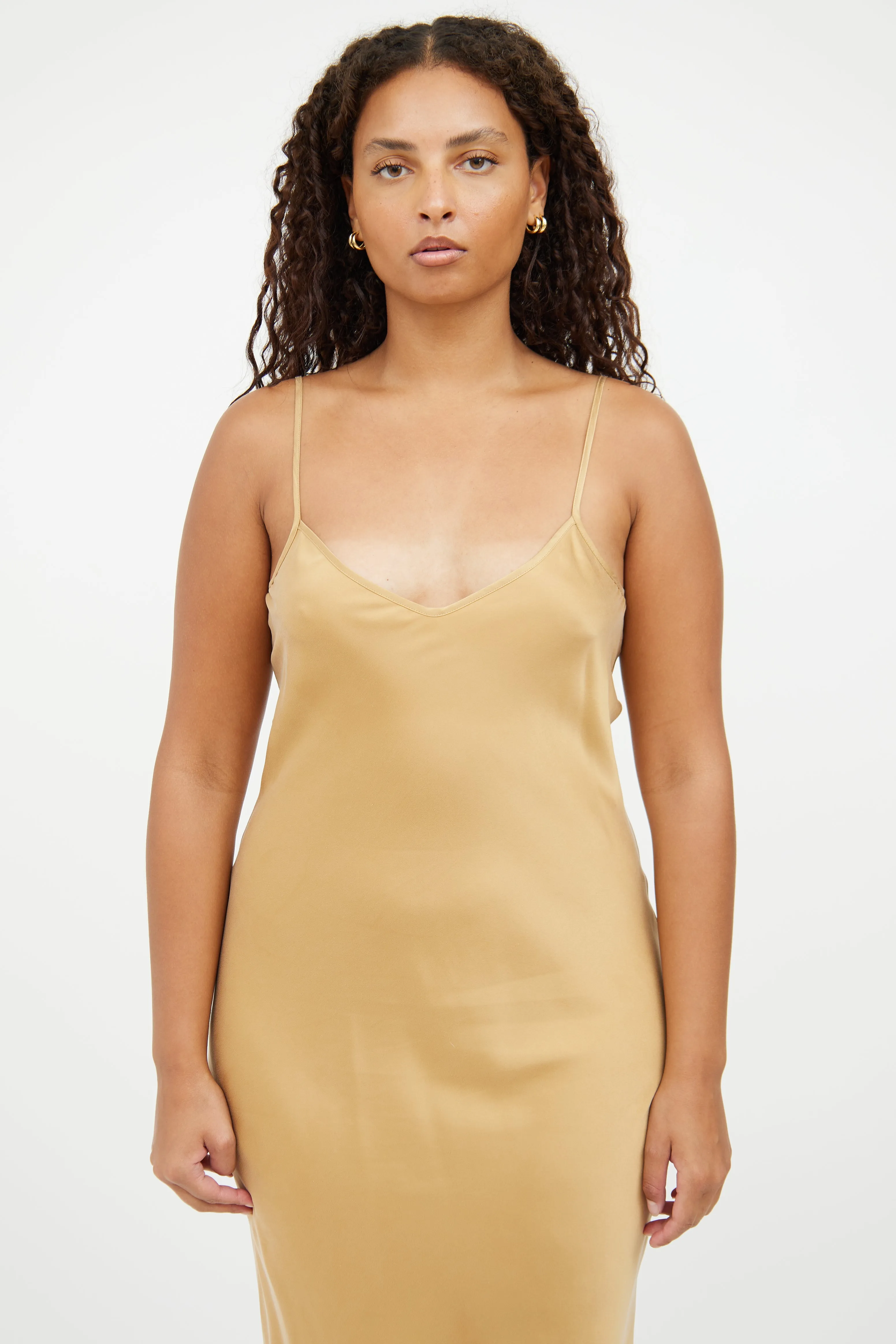 Gold Silk Slip Dress