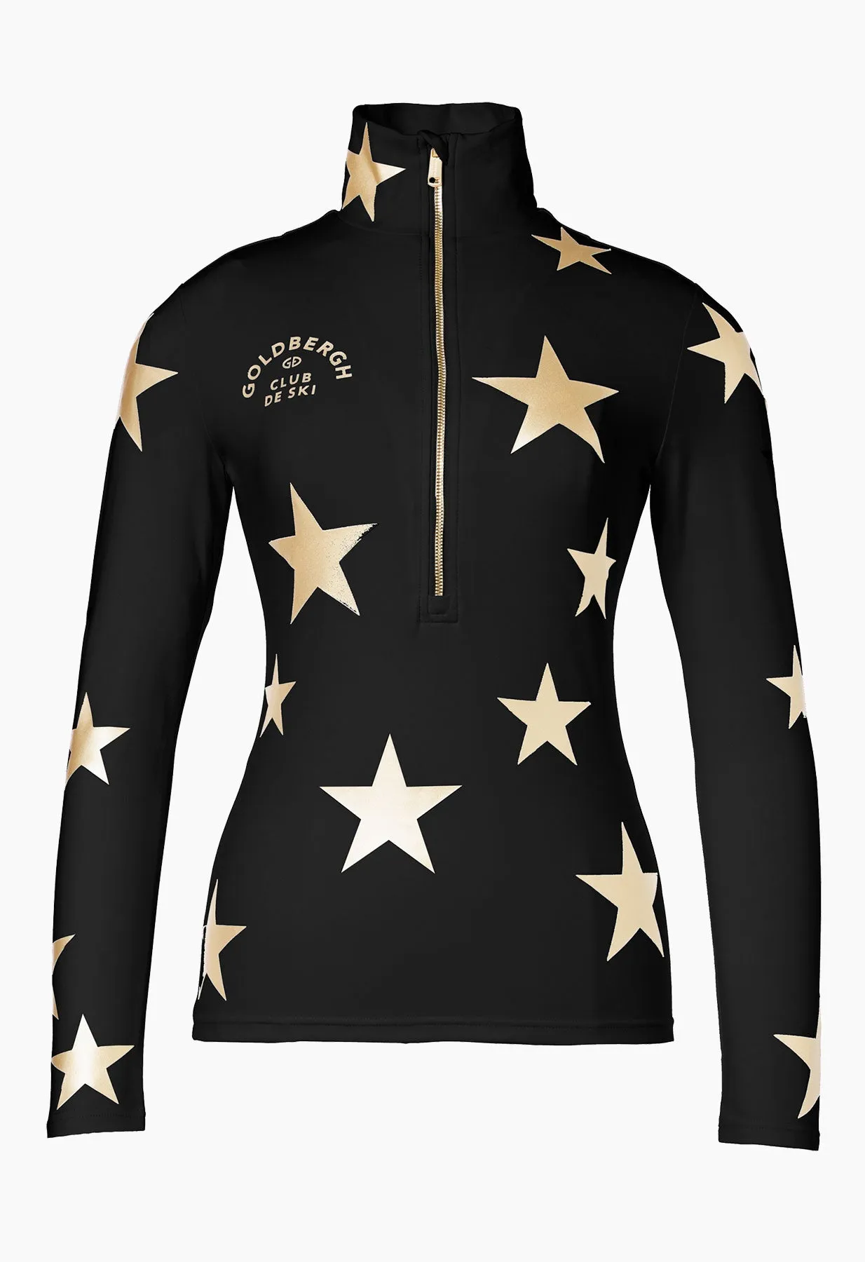 Goldbergh Galactique Ski Base Layer in Black with Gold Stars