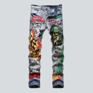 Graffiti-painted jeans for men