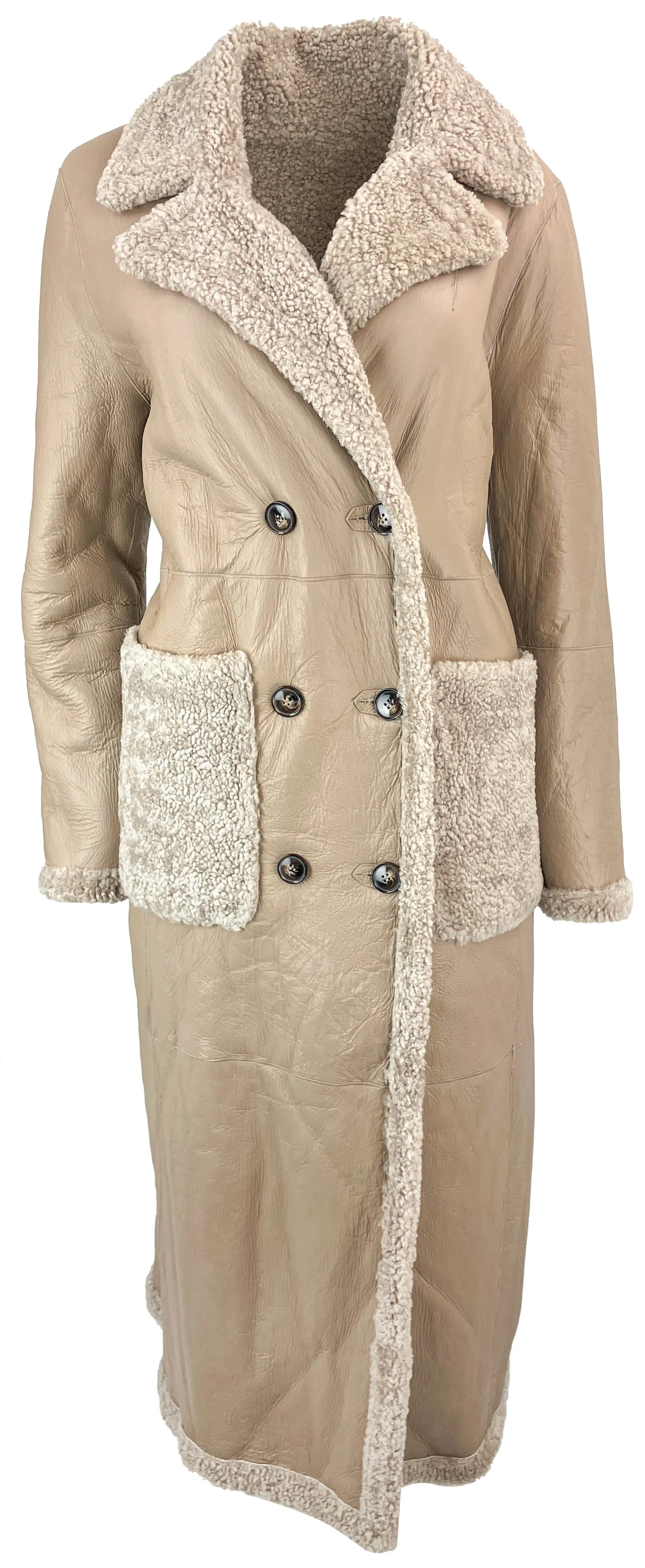 Grenn Pilot Reversible Fur Coat in Light Taupe