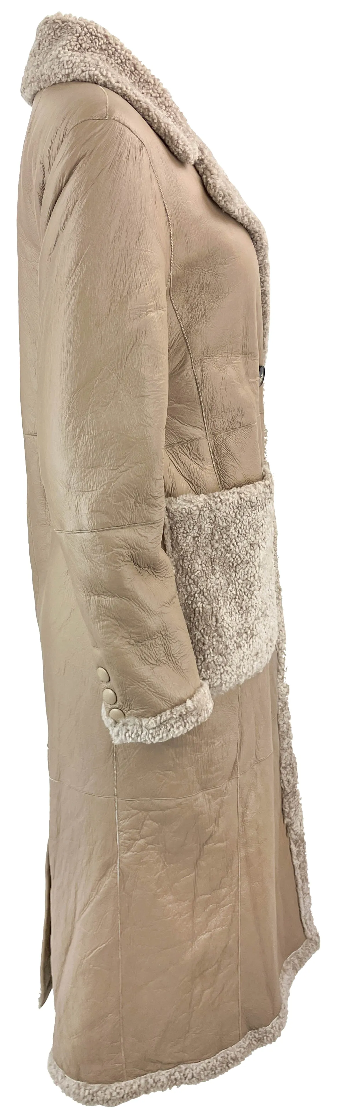 Grenn Pilot Reversible Fur Coat in Light Taupe