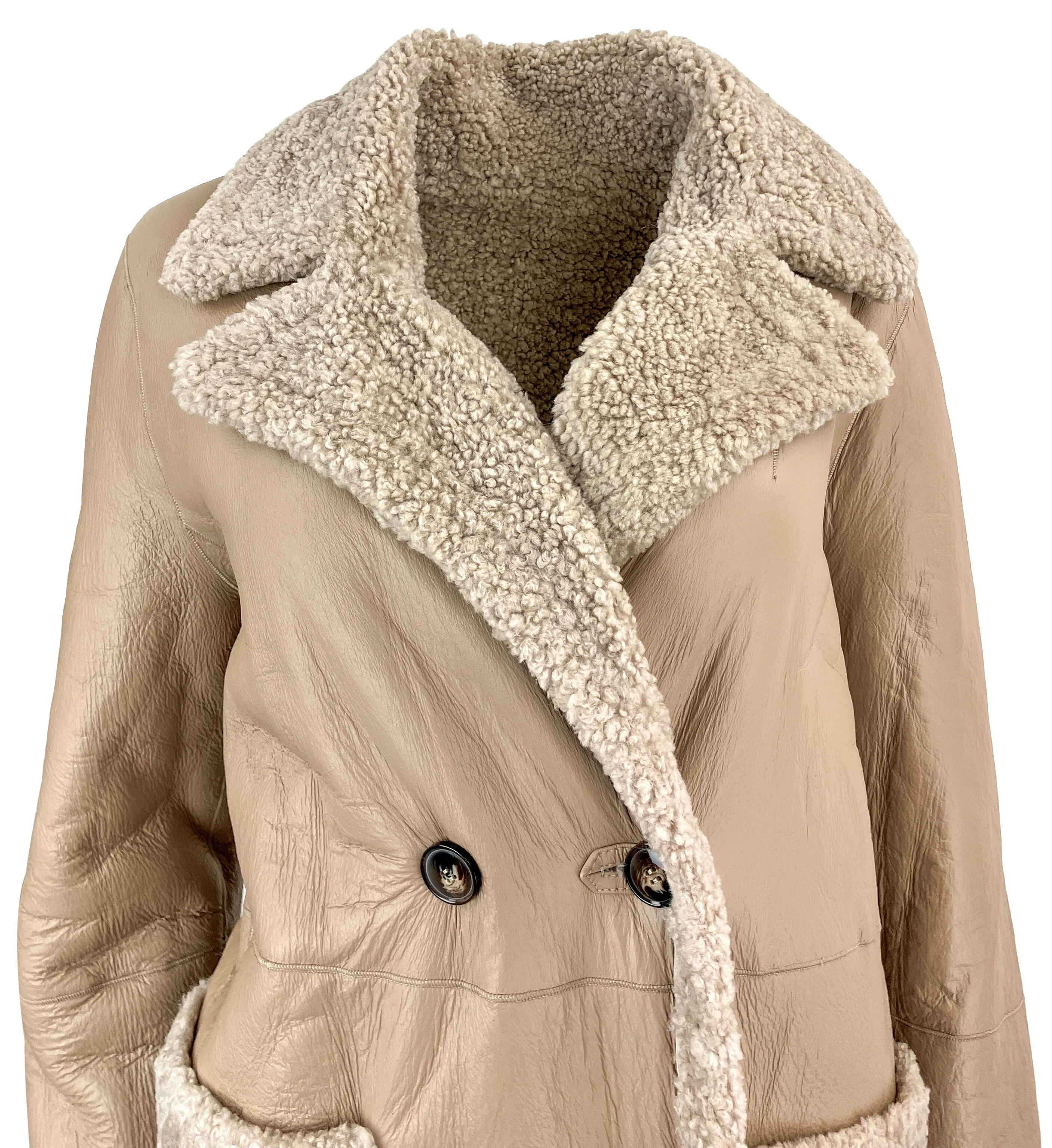 Grenn Pilot Reversible Fur Coat in Light Taupe