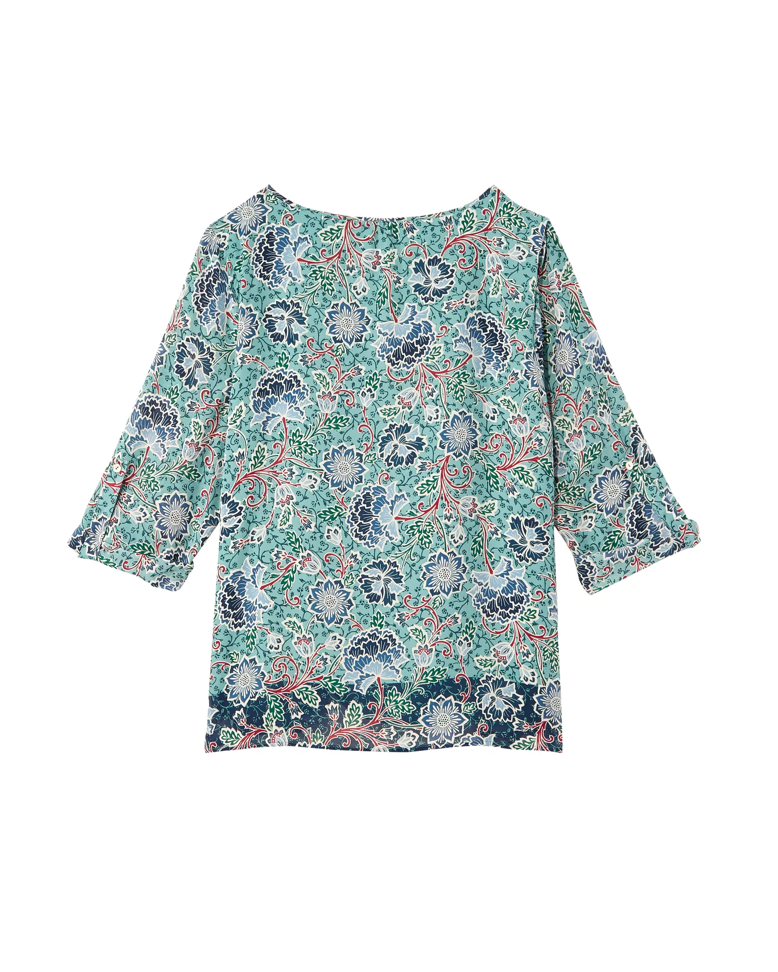 Hailee Peasant Blouse | Teal / Navy