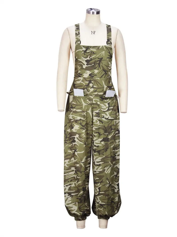 High waist Camouflage Cargo Pocket Jumpsuit