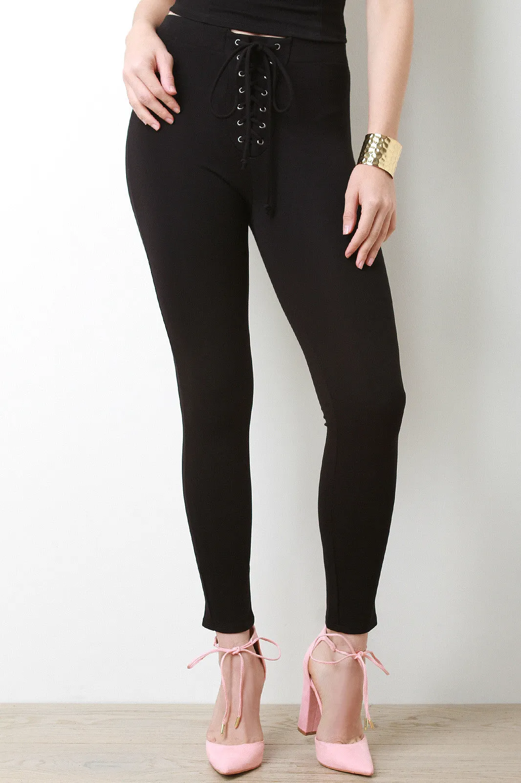 High Waist Lace-Up Leggings