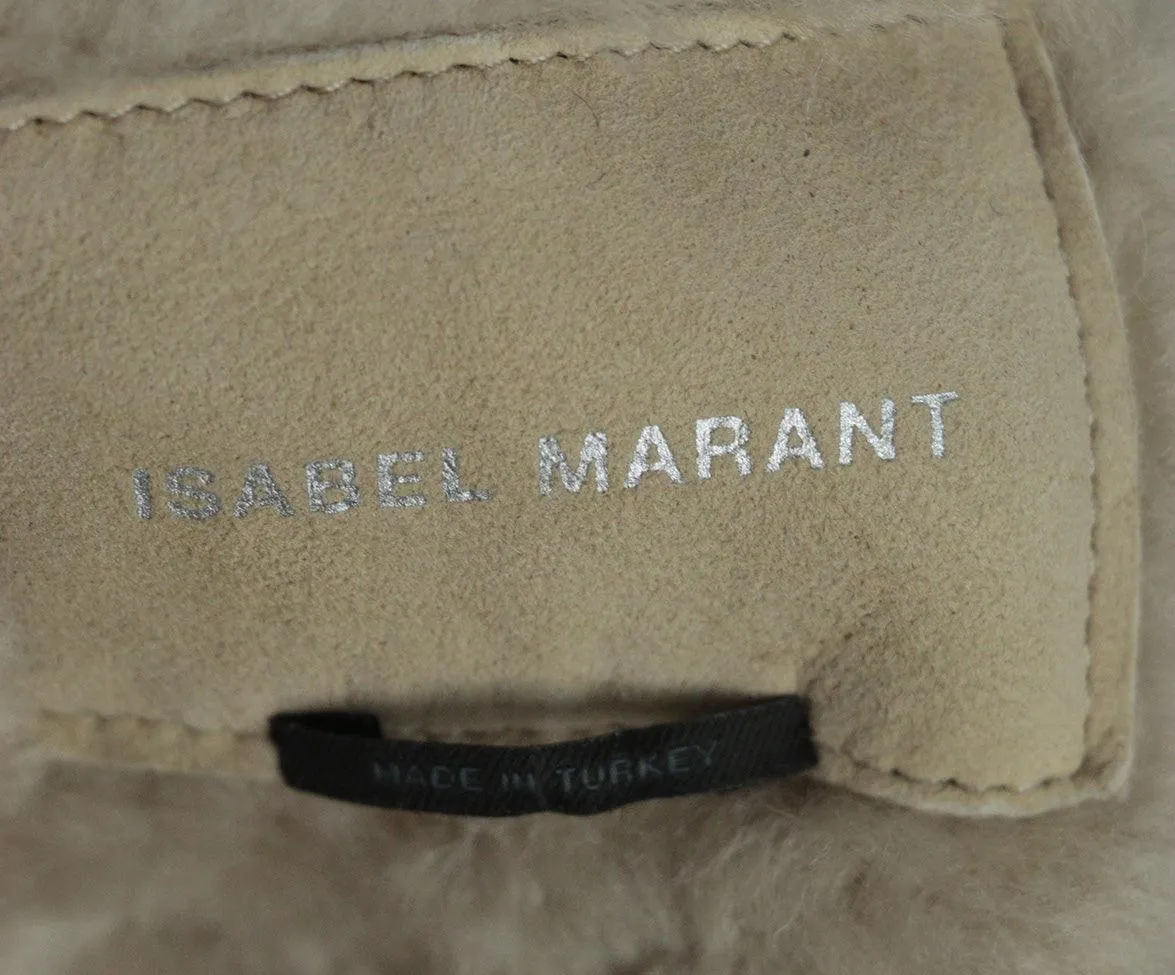 Isabel Marant Beige Abazoe Shearling Coat sz 6