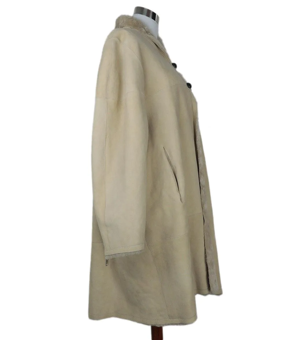 Isabel Marant Beige Abazoe Shearling Coat sz 6