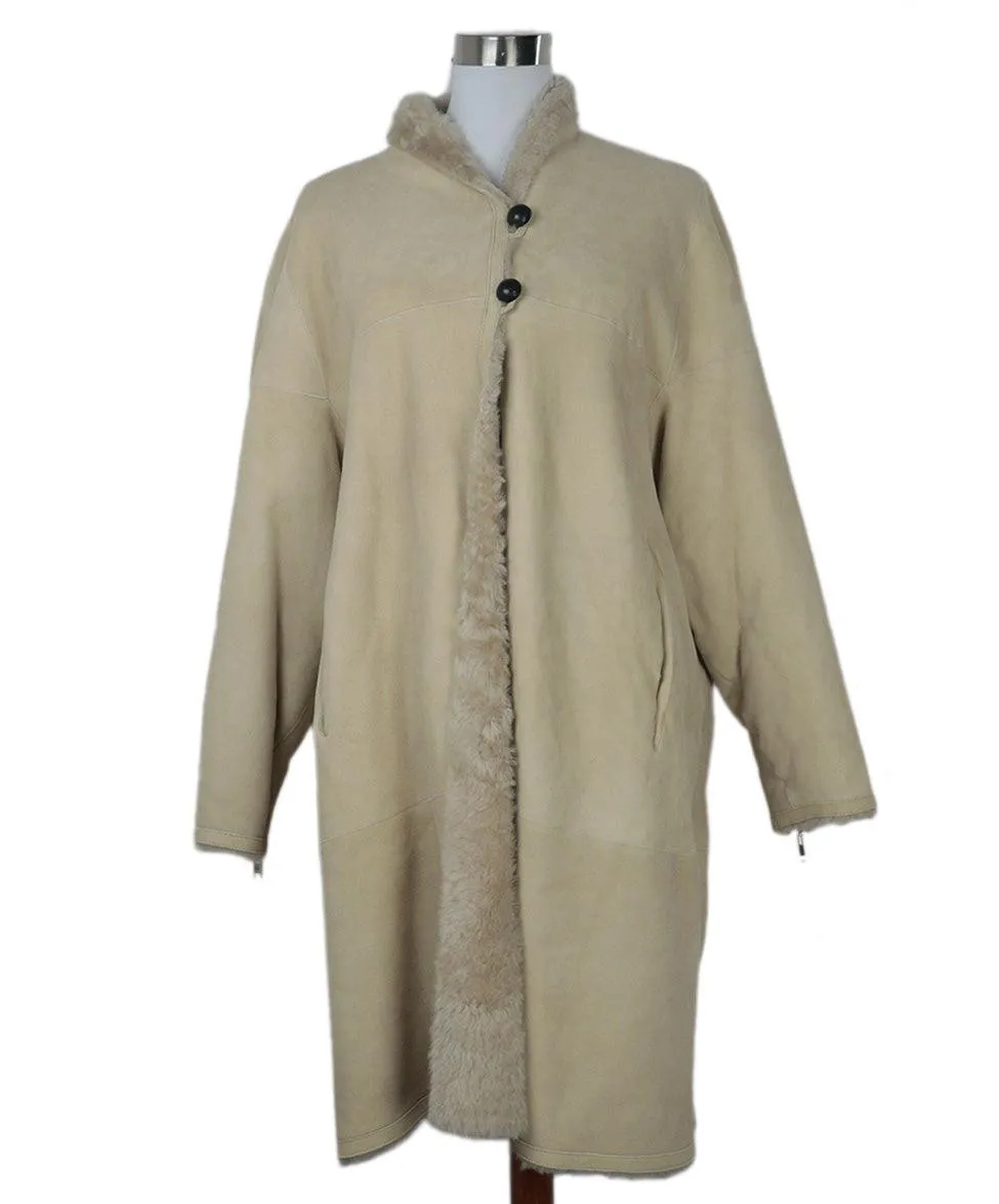 Isabel Marant Beige Abazoe Shearling Coat sz 6