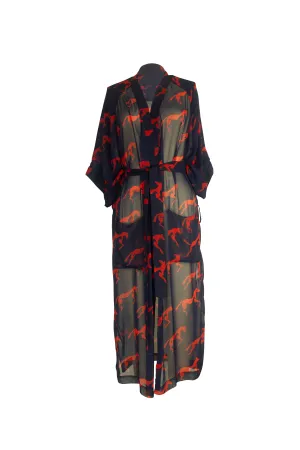 ISLA NAVY RED HORSE PRINT ROBE