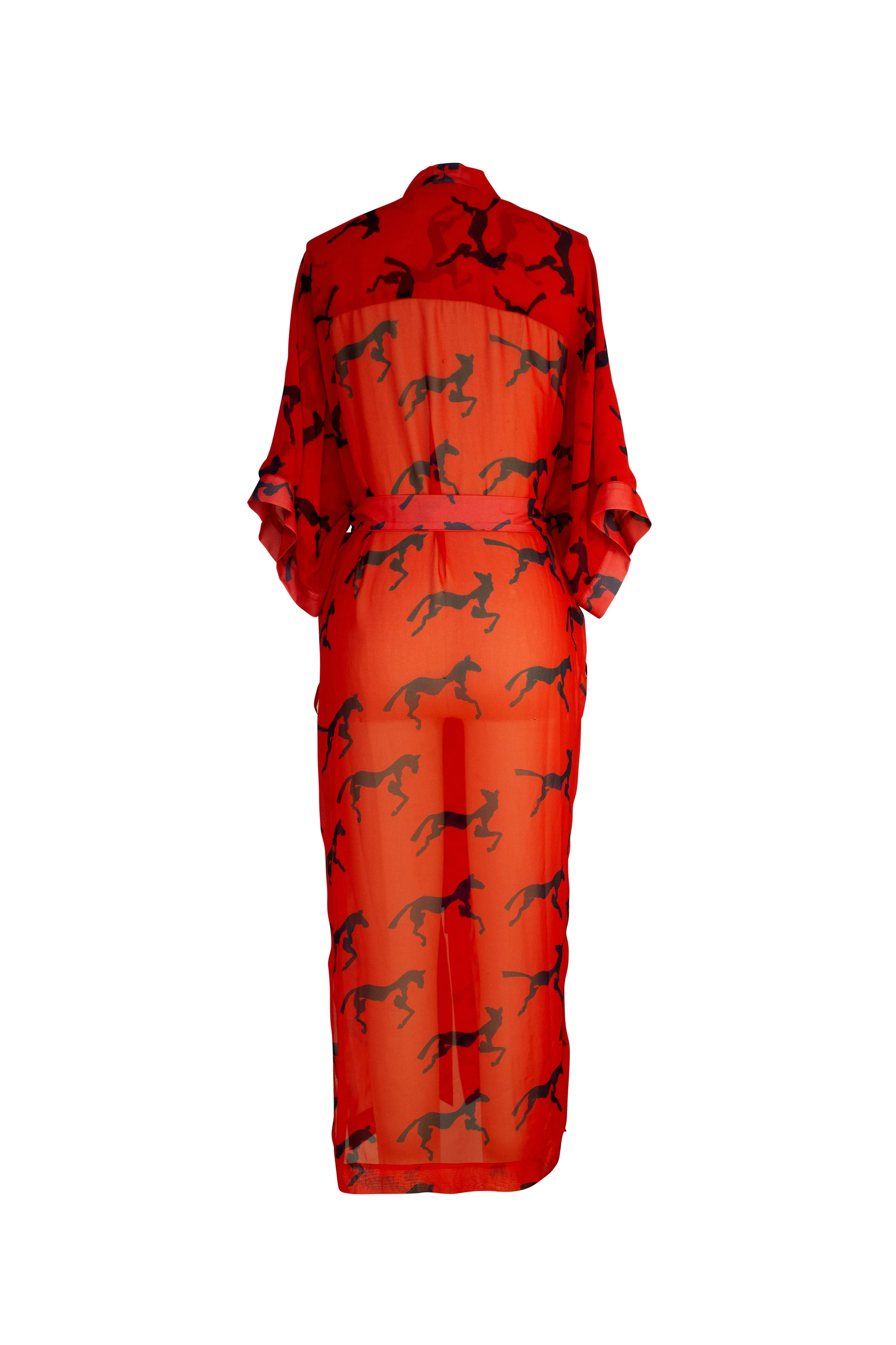 ISLA RED NAVY HORSE PRINT ROBE