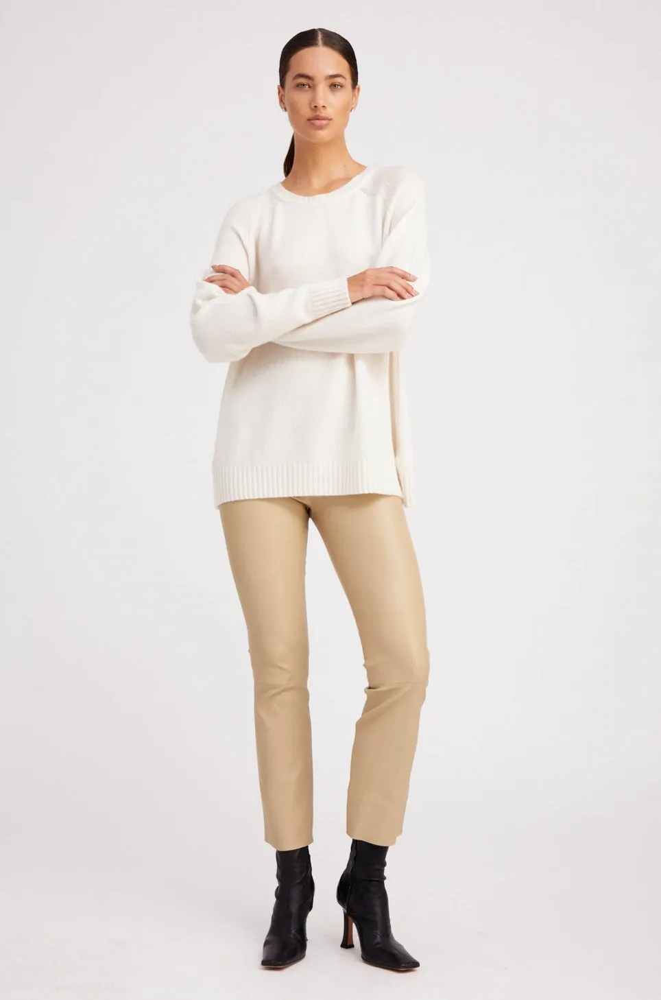 Ivory Cashmere Boyfriend Sweater