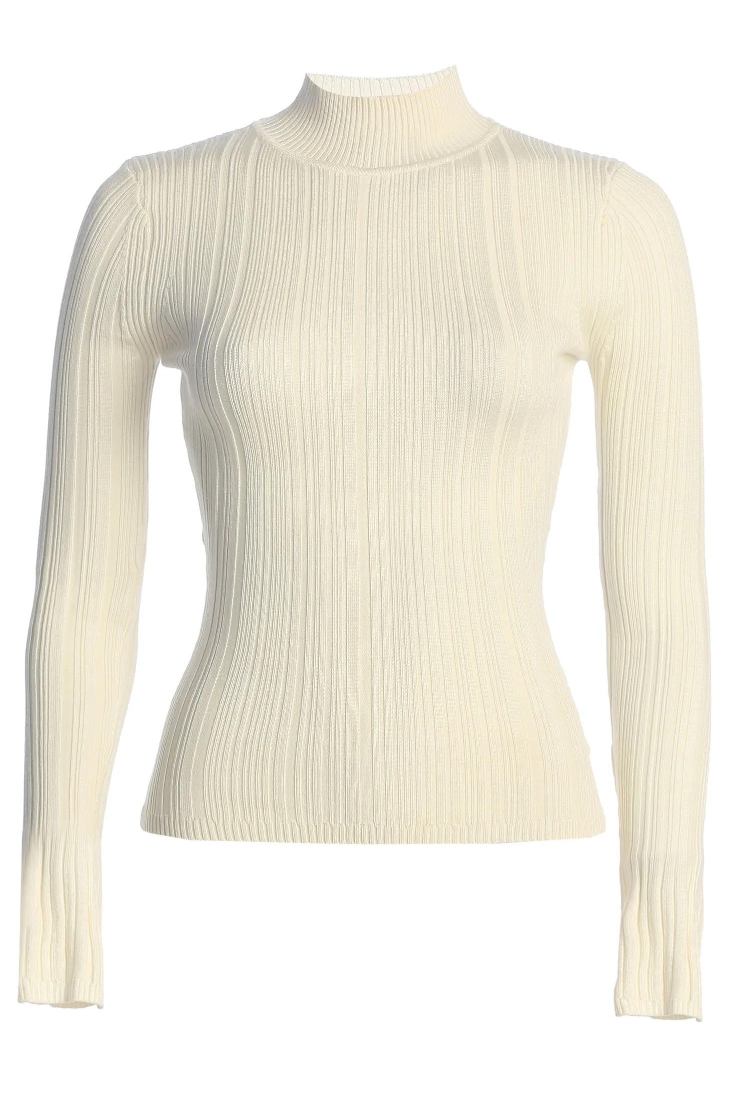 Ivory Ribbed Mock Neck Top