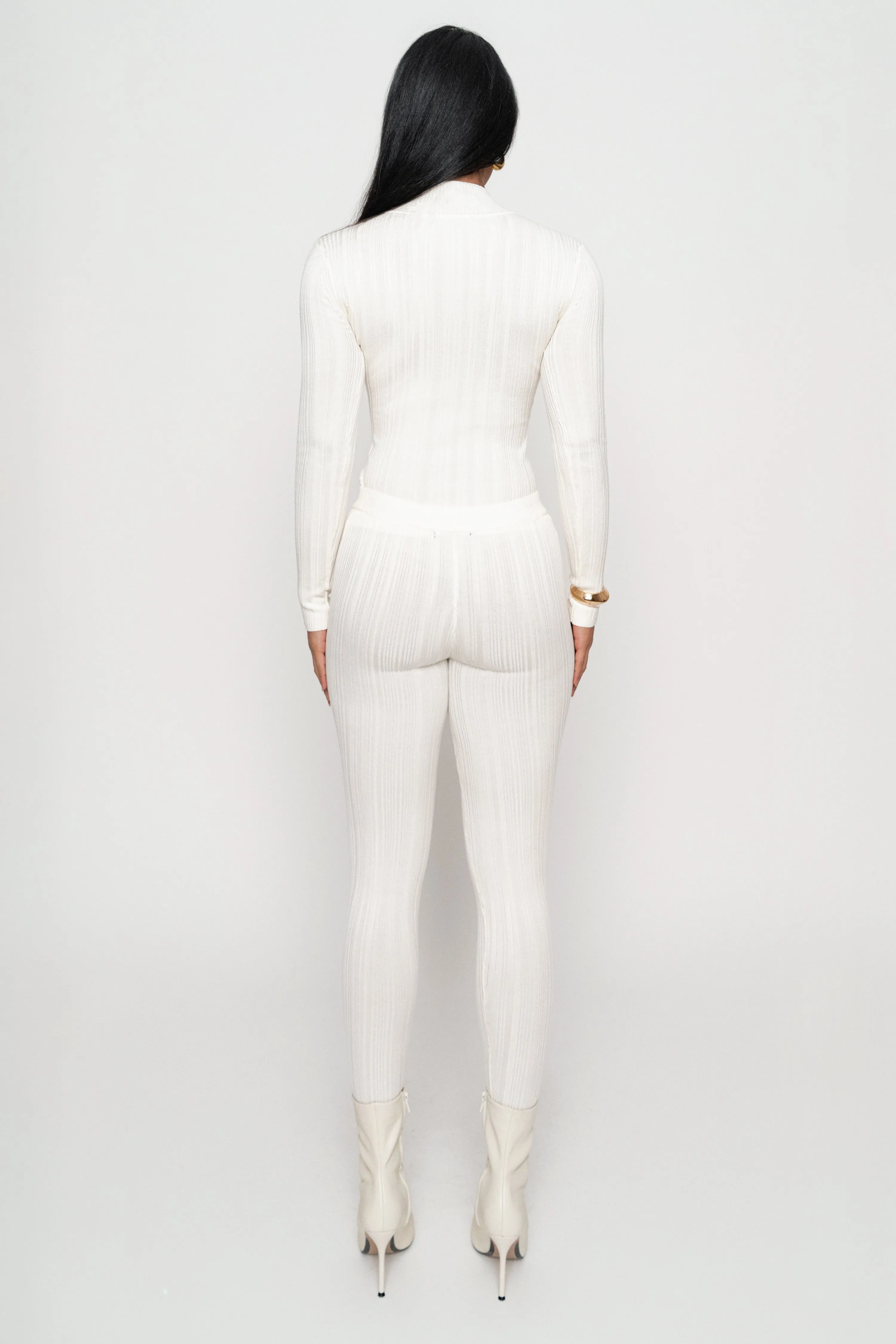 Ivory Ribbed Mock Neck Top