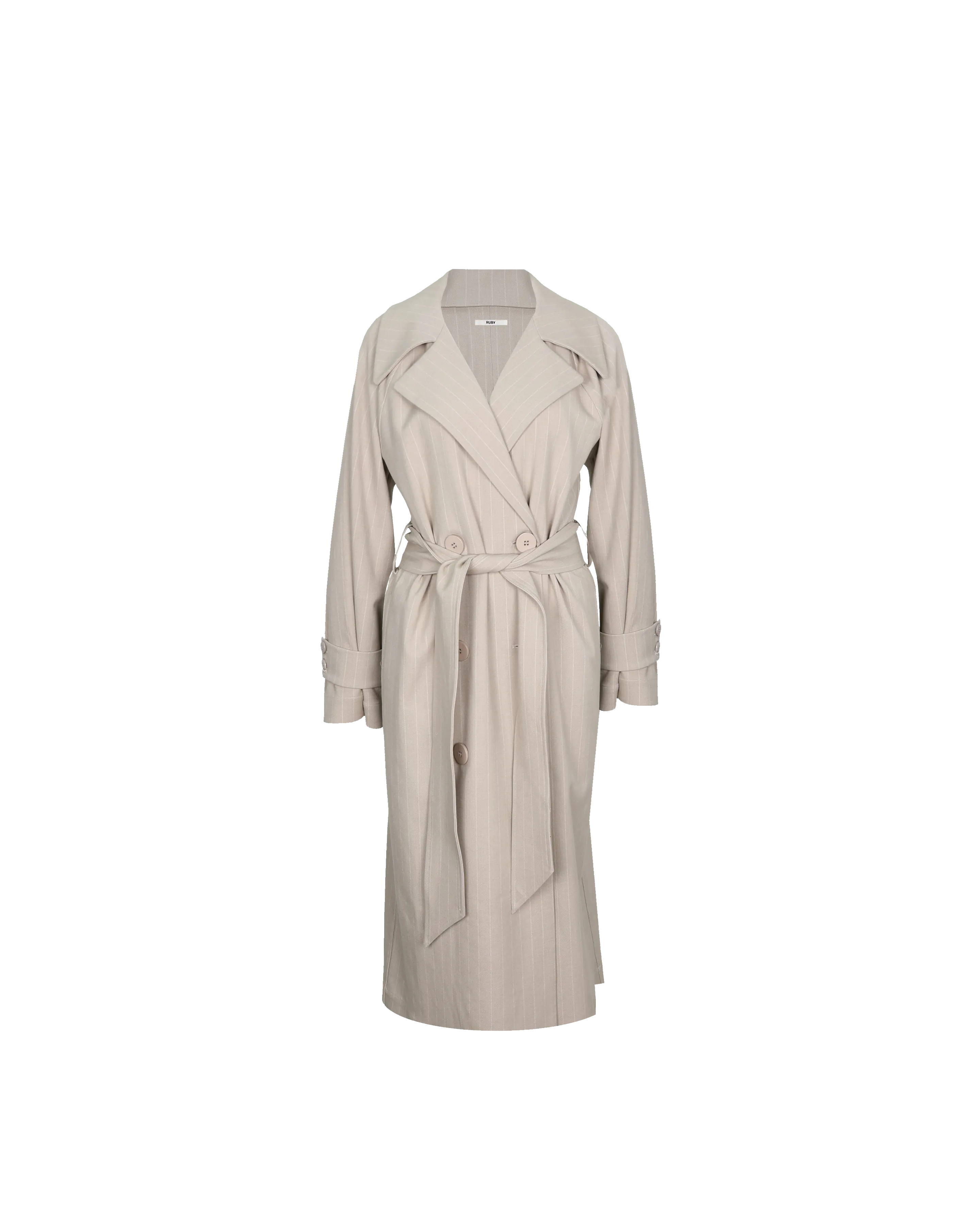 JEMIMA TRENCH COAT CAMEL PINSTRIPE