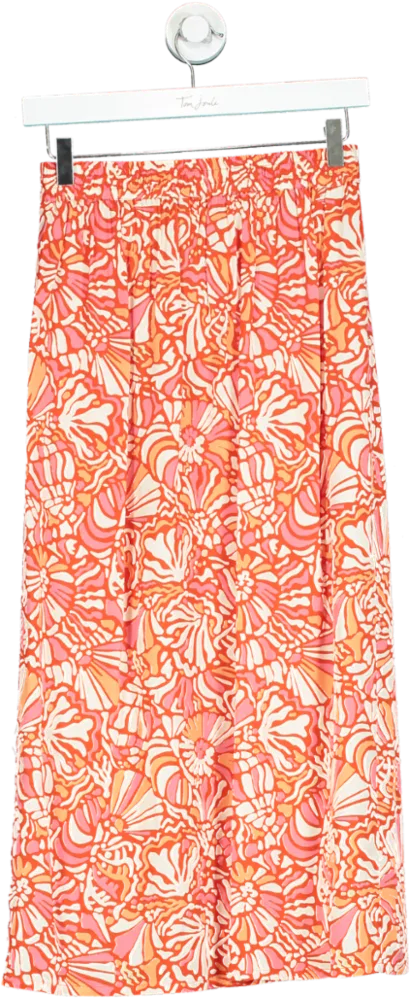 John Lewis Orange print midi slip Skirt UK 6