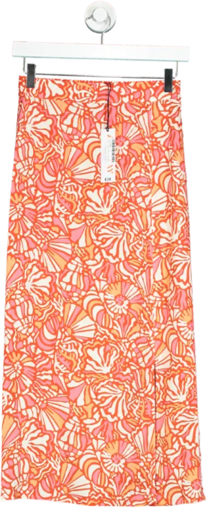 John Lewis Orange print midi slip Skirt UK 6