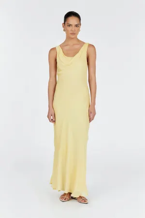 JOHNNY LEMON COWL NECK MIDI DRESS