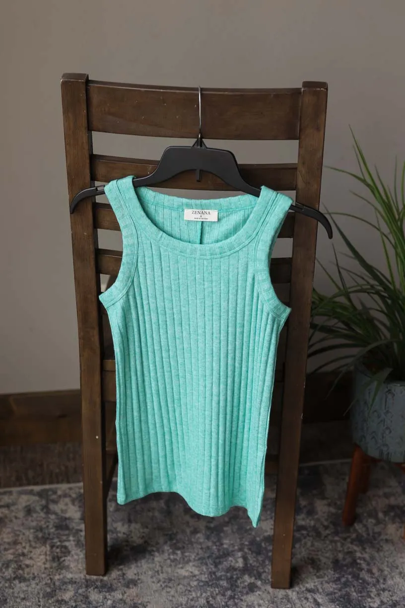 Kelly Green Scoop Neck Sleeveless Sweater Tank Top