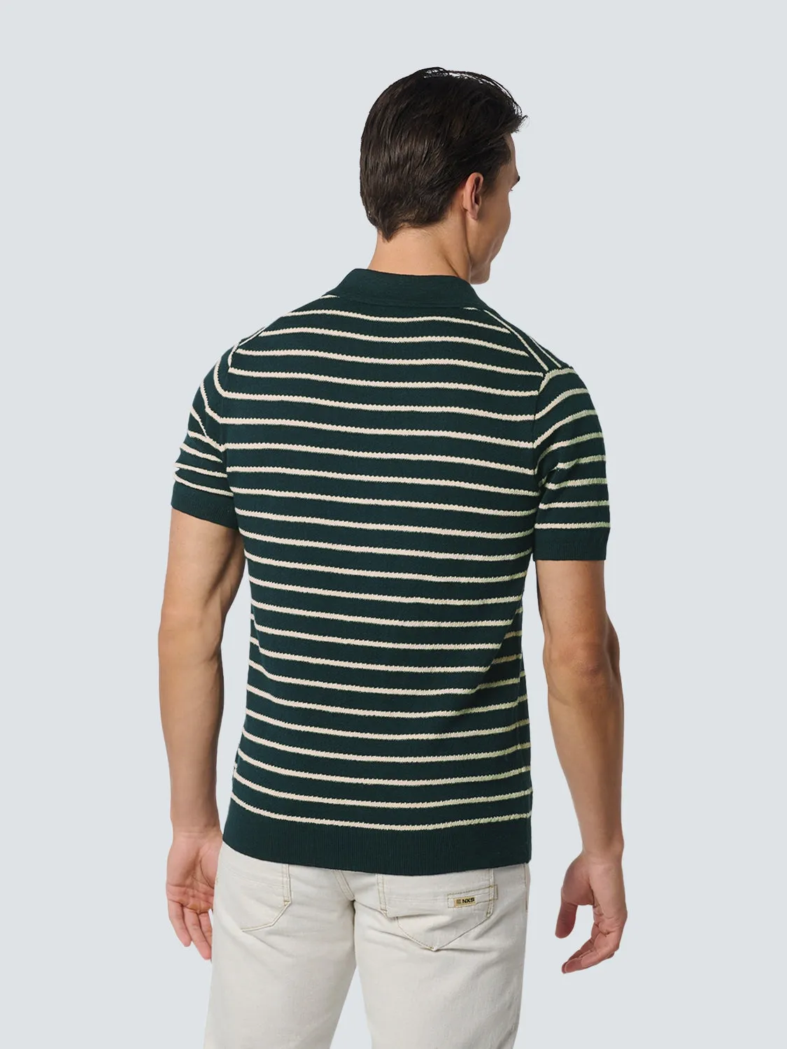 Knitted striped polo linen mix | Night