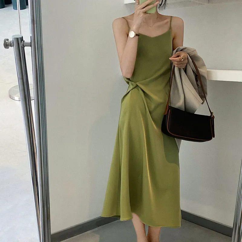 [Korean Style] Ambree Solid Color Slip Dress