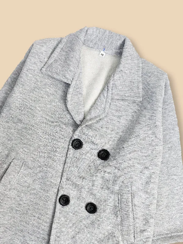 Light Grey Fleece Trench Coat For Girls MG GWC1