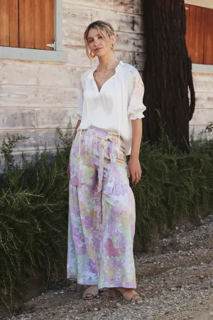 Linen Blend Floral Pants