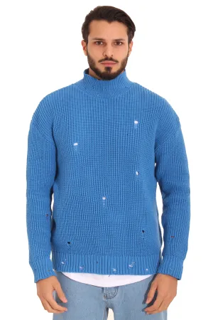 Maglione Uomo Pullover Mezzo Collo Con Abrasioni Art. Mg78