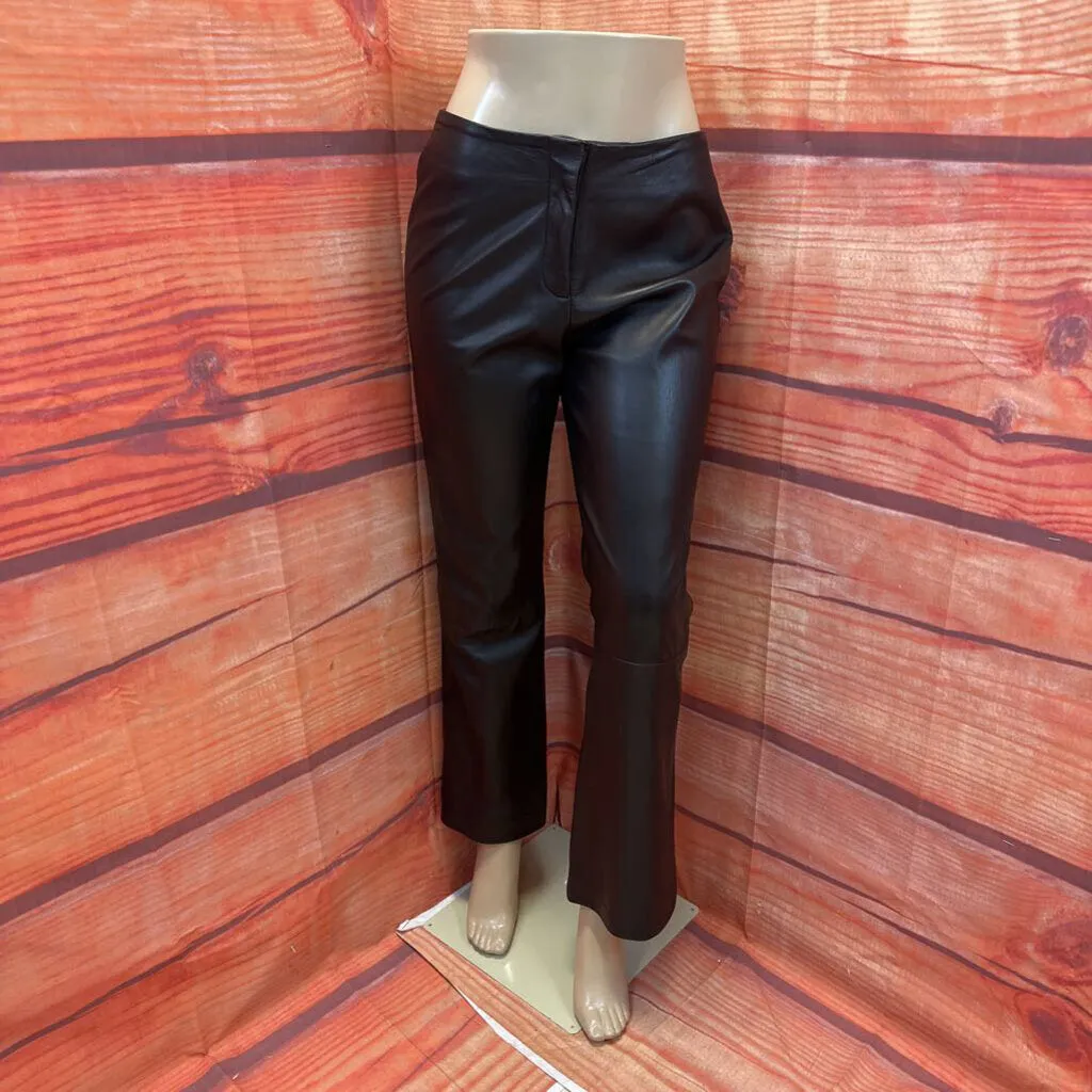 MARGARET M CHOCOLATE GEN LEATHER PANTS SZ 12 TCC