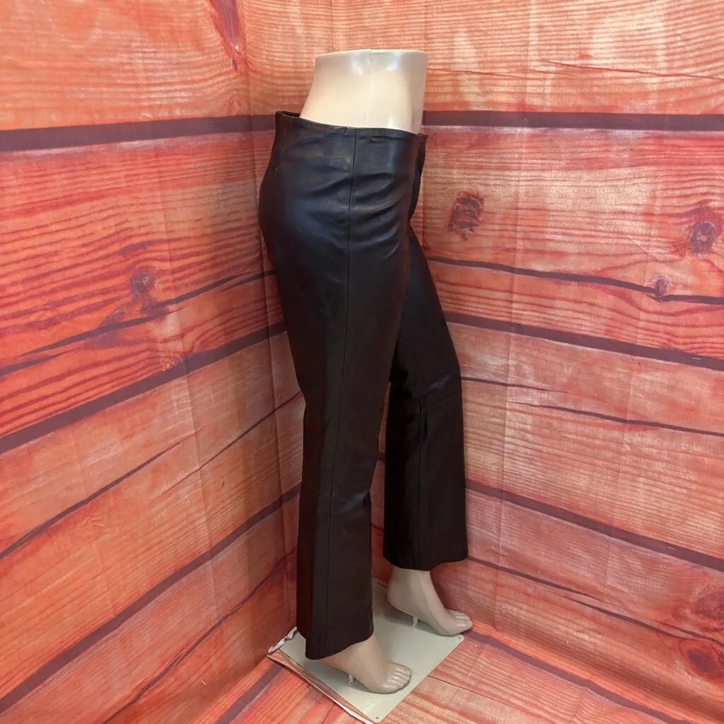 MARGARET M CHOCOLATE GEN LEATHER PANTS SZ 12 TCC