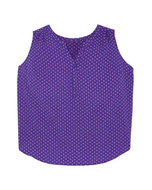 Marlie Sleeveless Gathered Yoke Shirt | Purple / Pink