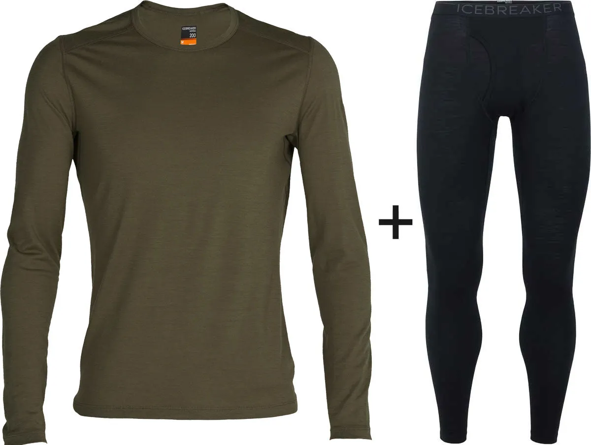 Men's Icebreaker Merino 200 Oasis Crew Base Layer COMBO