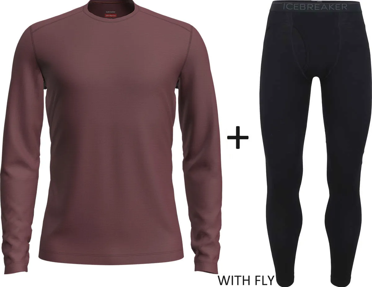 Men's Icebreaker Merino 260 Tech Crew Neck Top   Leggings COMBO