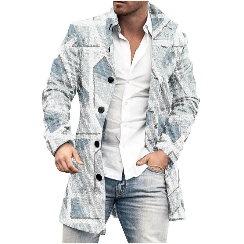 Men's Mid-Length Plaid Print Casual Coat 75832218L