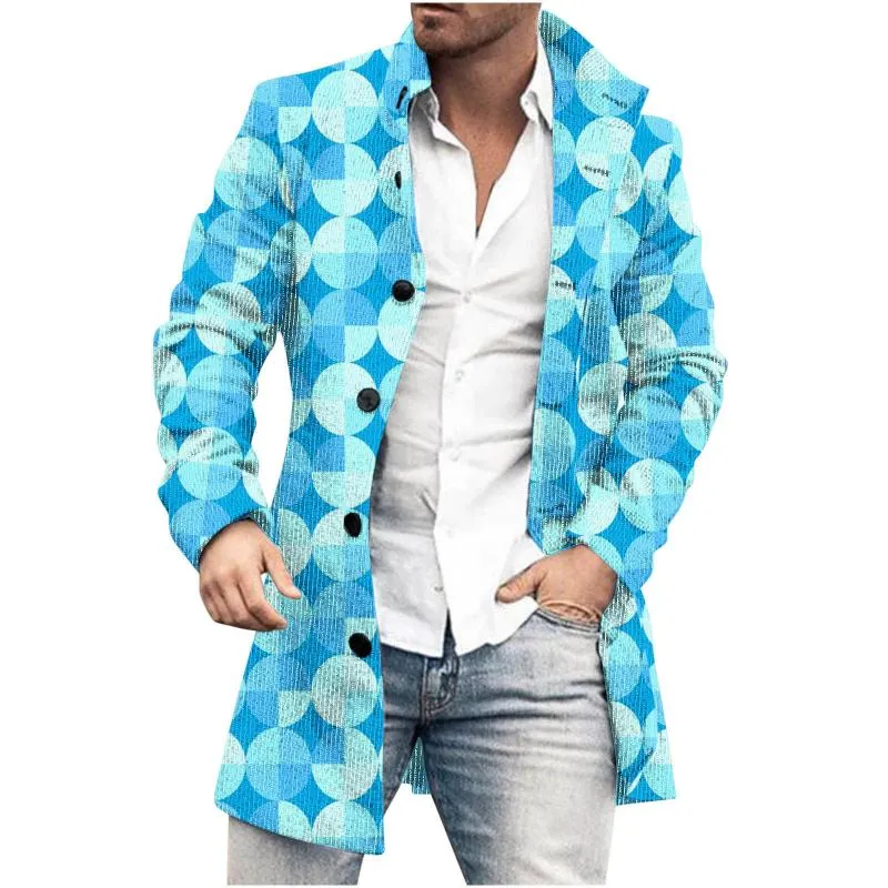 Men's Mid-Length Plaid Print Casual Coat 75832218L