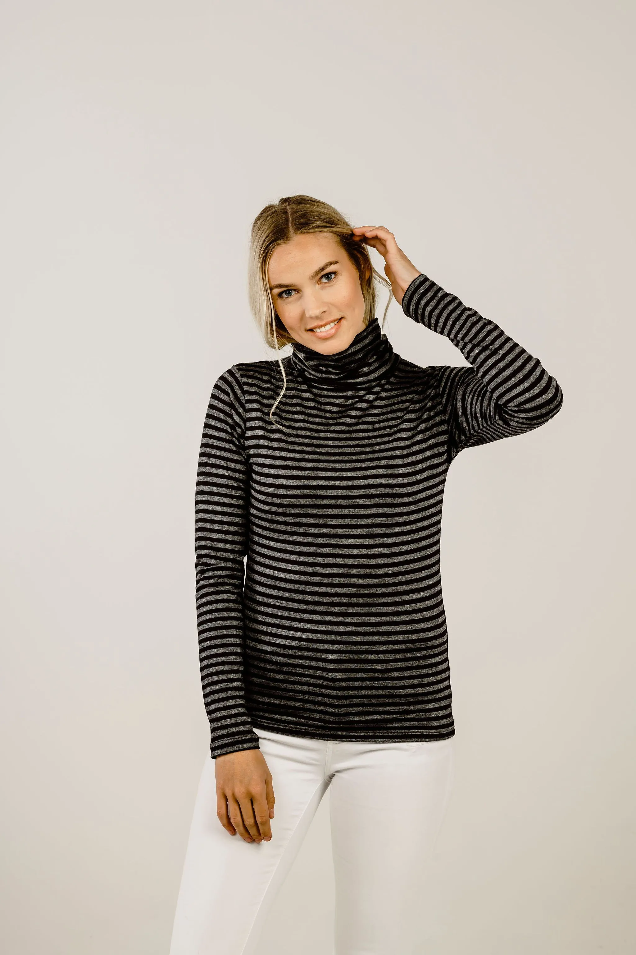 Merino Turtle Neck Striped Top