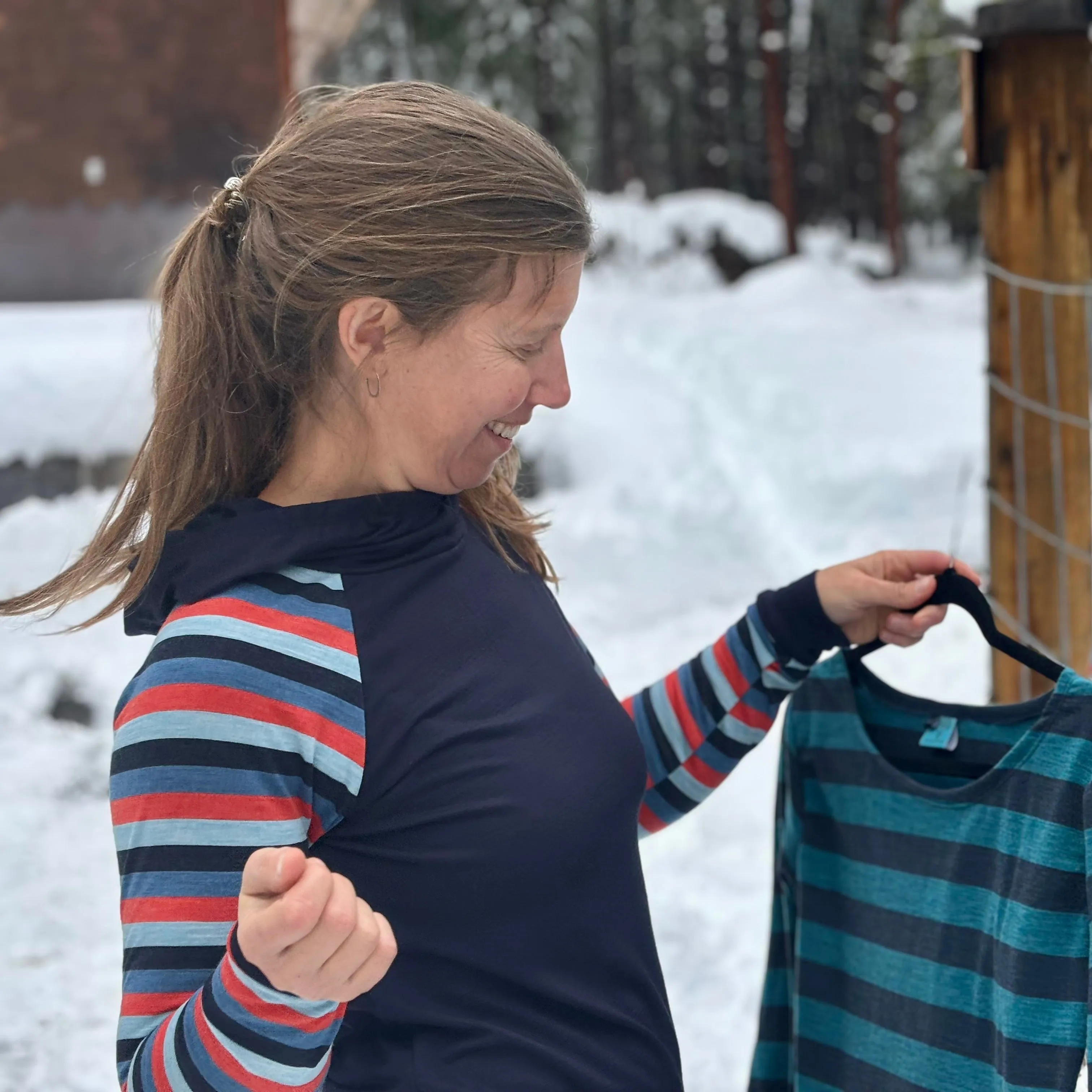 Merino Wool Trail Breaker Hoodie - Stripes - Women's