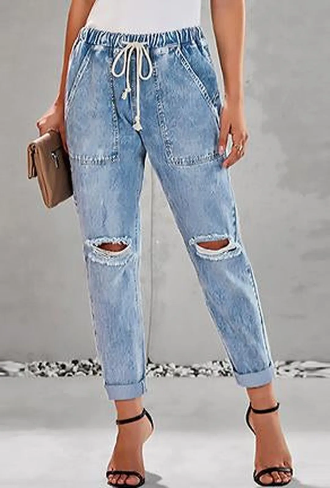 MOLLY - DISTRESSED HAREM BAGGY JEANS