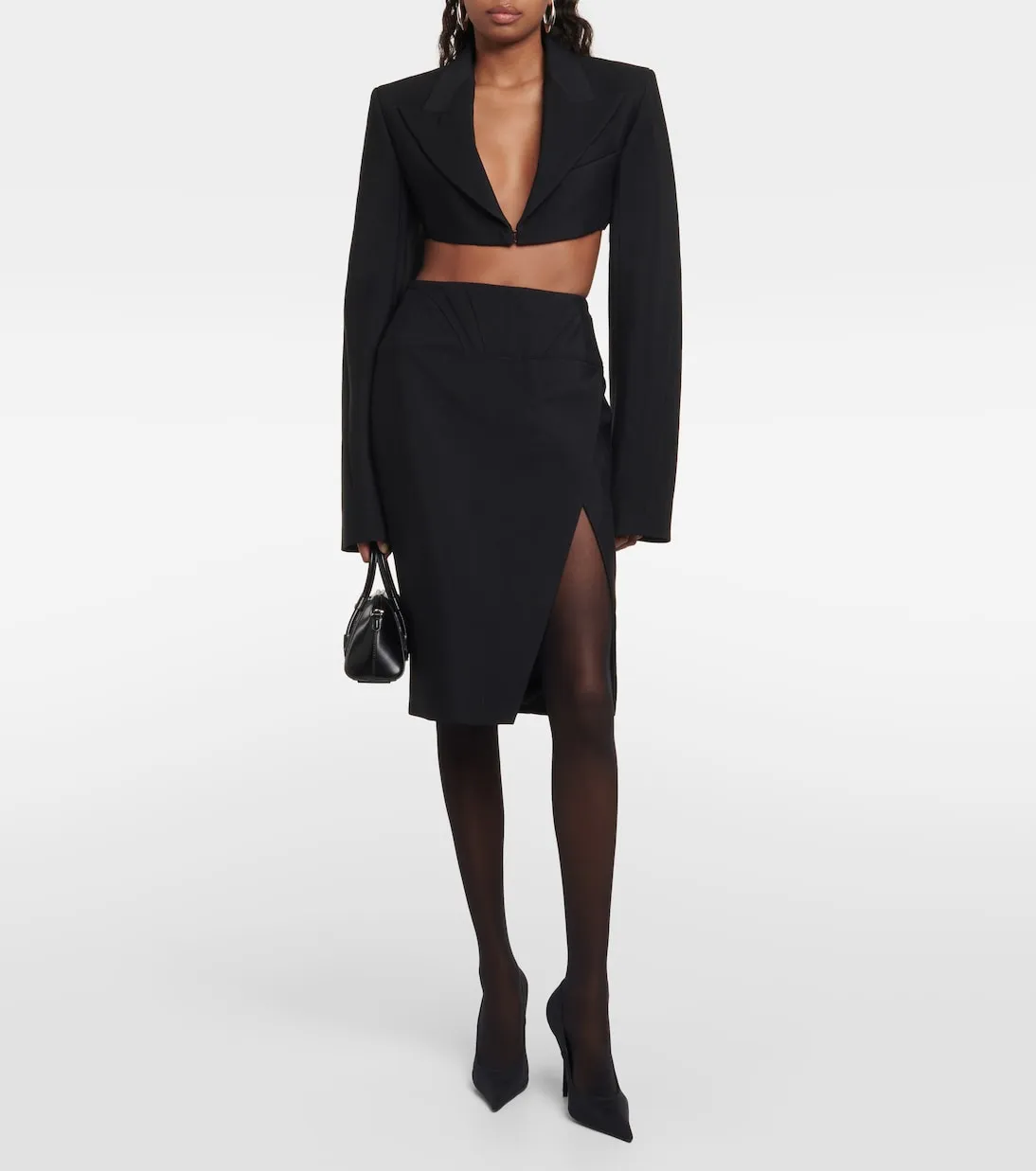 Mugler High Waist Pencil Skirt, Black