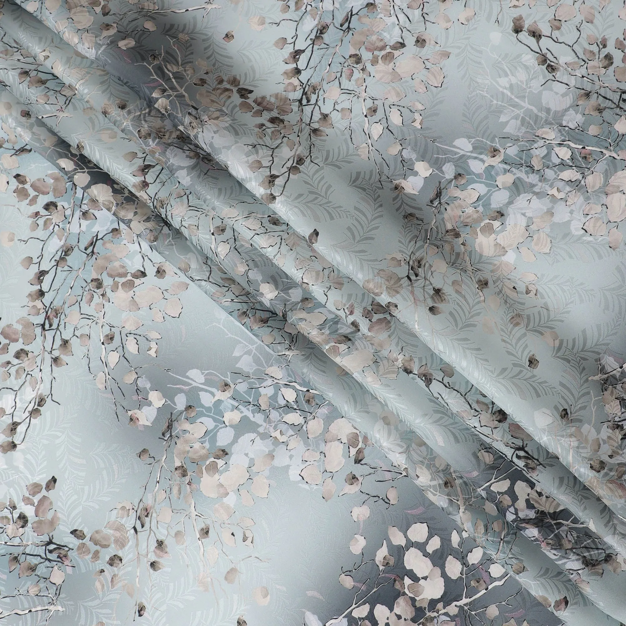 Oceanic Teal Jacquard Silk Satin: South Korean Craftsmanship - D17620