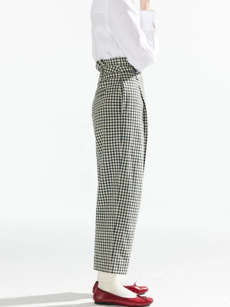 Plaid High Waist Tapered Pants【s0000007633】