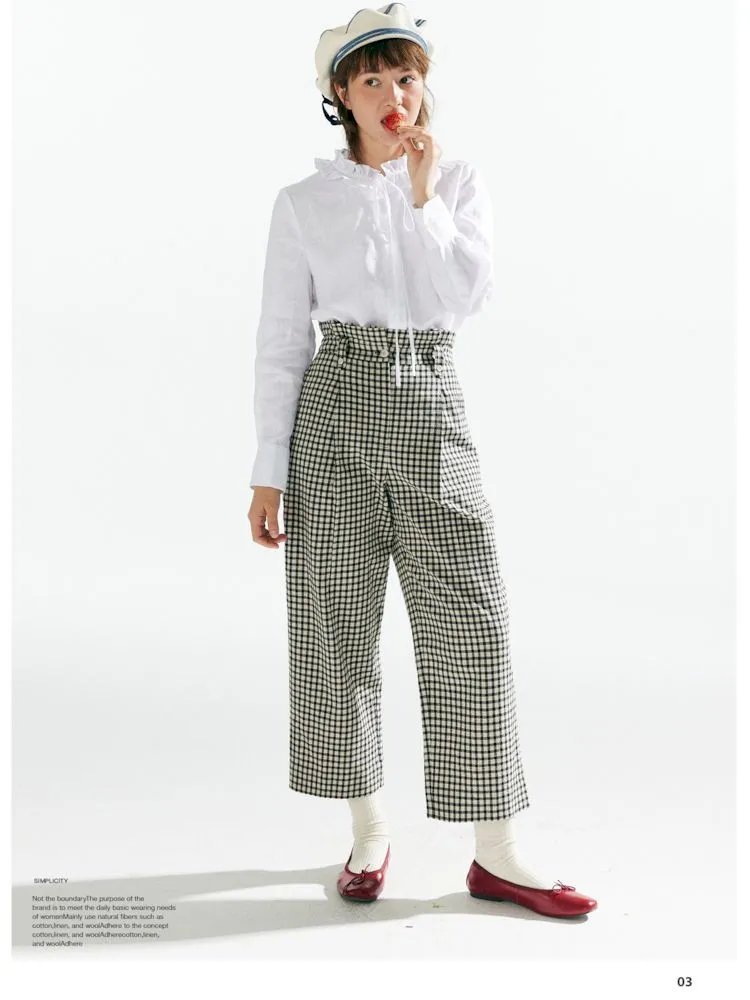 Plaid High Waist Tapered Pants【s0000007633】