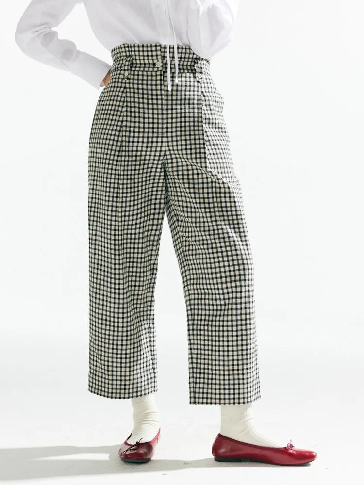 Plaid High Waist Tapered Pants【s0000007633】